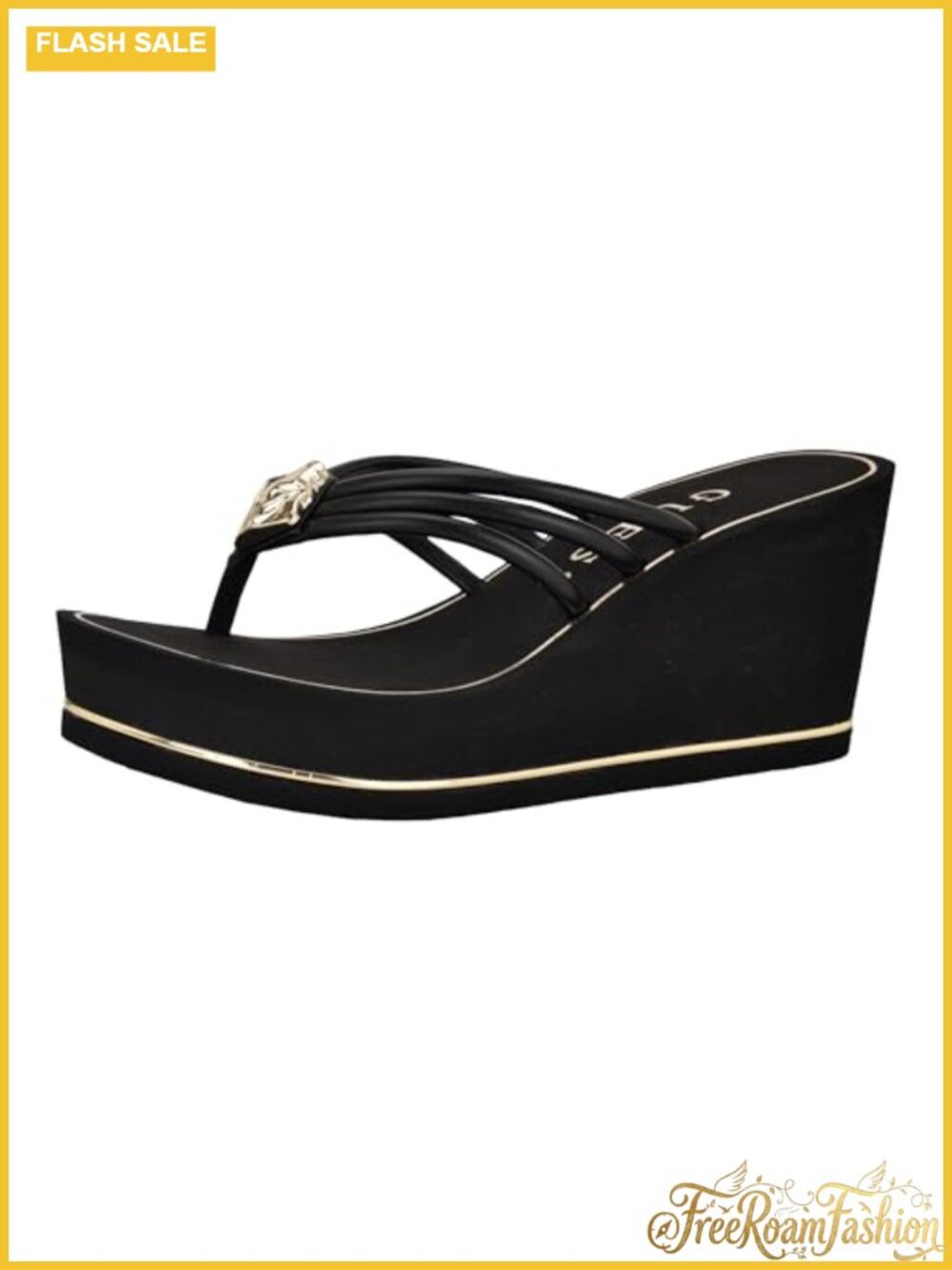 Women's GUESS Sabrie Faux Leather Wedge Sandals Slip-On Open Toe Platform